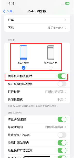 赣榆苹果手机维修分享Safari浏览器如何切换标签栏位置 