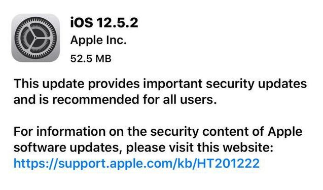 赣榆苹果手机维修分享iOS12.5.2发布，建议所有老苹果用户安装 